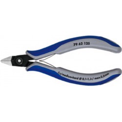 Pince coupante latérale de précision pour l'électronique, sans facette, Modèle Sans facette, tête pointue, avec serre-fil, Long. 125 mm