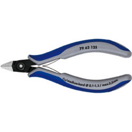 Pince coupante latérale de précision pour l'électronique, sans facette, Modèle Sans facette, tête pointue, avec serre-fil, Long. 125 mm