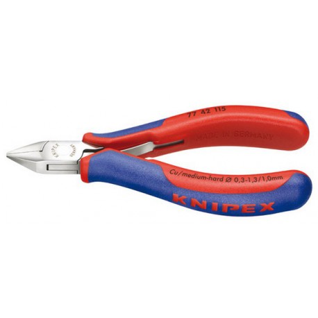 Pince coupante latérale d'électronicien, tête polie miroir, Modèle sans biseau, tête pointue, Long. 115 mm
