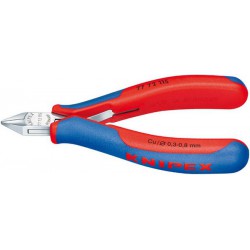 Pince coupante latérale d'électronicien, tête polie miroir, Modèle : avec petite biseau, mini-tête pointue, Long. 115 mm