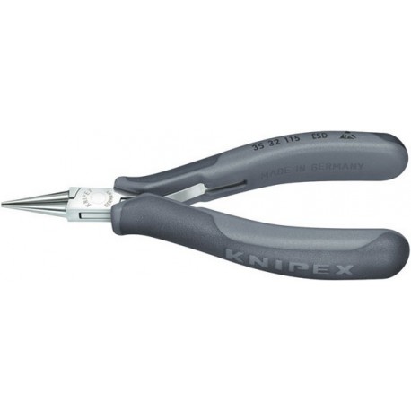 Pinces de préhension électronique ESD, Modèle : Becs pointus et ronds pour plier les ?illets en fil, Long. 115 mm, Long. des becs 22,5 mm