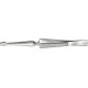 Brucelles à becs croisés, Pointes : droit, trapézoïdal, Surfaces de préhension denture fine, Surface nickelé, poignées cannelées, Long. : 160 mm