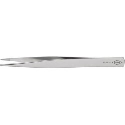 Brucelles de précision, Pointes : droit, anguleux, environ 0,9 mm de large, Surfaces de préhension denture fine, Surface nickelées, Long. : 125 mm