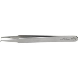 Brucelles de précision, Pointes : courbé, anguleux, environ 1 mm de large, Surfaces de préhension micro-rugueux par matage, antireflet mat