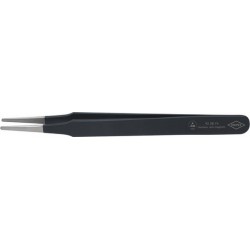 Brucelles de précision ESD, Pointes : droit, rond, environ 2 mm de large, Surfaces de préhension micro-rugueux par matage, Surface antireflet