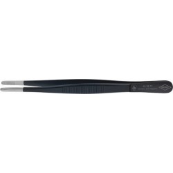 Brucelles de précision ESD, Pointes : droit, rond, environ 3,5 mm de large, Surfaces de préhension dentée, Surface antireflet, noir, pointes brossées