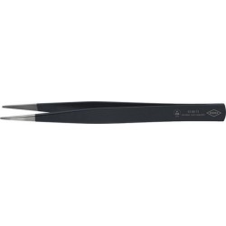 Brucelles de précision ESD, Pointes : droit, pointu anguleux, environ 0,9 mm de large, Surfaces de préhension denture fine, Surface antireflet