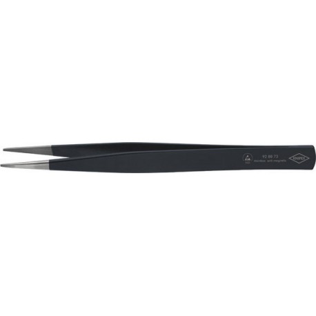 Brucelles de précision ESD, Pointes : droit, pointu anguleux, environ 0,9 mm de large, Surfaces de préhension denture fine, Surface antireflet