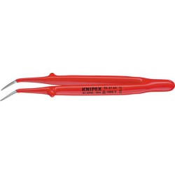 Brucelles de précision, isolées, Pointes : coudé, pointu, Surfaces de préhension denture fine, Surface nickelées, isolées par immersion