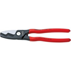 Coupe-câbles à double tranchant, tête brunie, poignées à gaine en plastique, Long. : 200 mm, Ø de la capacité de coupe 20 mm, Section du conducteur 70 mm²