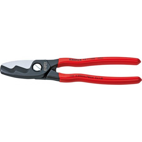 Coupe-câbles à double tranchant, tête brunie, poignées à gaine en plastique, Long. : 200 mm, Ø de la capacité de coupe 20 mm, Section du conducteur 70 mm²