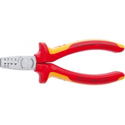 Pince à sertir les cosses, tête chromée, acier électrique au vanadium, Long. : 145 mm, Section du conducteur 0,25-2,5 mm²