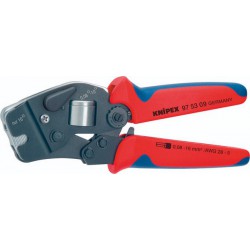 Pince à sertir les cosses, Section du conducteur : 0,08-10 + 16 mm², Type -, Utilisation Cosses avec et sans collerette plastique, Long. : 190 mm