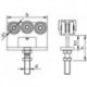 HELM 492 Monture tole galvanisée, fixation sur plat, galet avec moyeu M16x70, Hauteur réglable