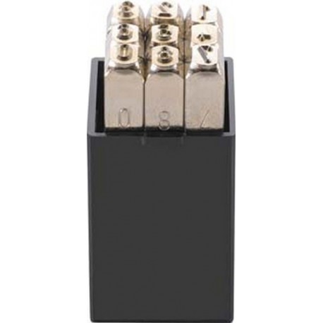 Jeu de chiffres à frapper nickelés hauteur caractères 3mm TURNUS 1 PCS