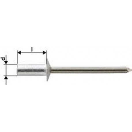 Rivet aveugle CAP alu/acier inoxydable standard tête semi-bombée 3,2x6,5mm (Par 1000)