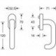 Poignée fenêtre,oval,Acier inoxydable34 1146, Broche 24-38mm