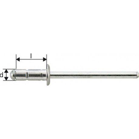 Rivet aveugle multiserrage alu standard tête semi-bombée 4x10mm (Par 1000)