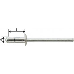 Rivet aveugle multiserrage alu standard tête semi-bombée 4x13mm (Par 1000)