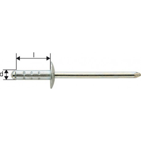 Rivet aveugle multiserrage acier/acier tête large 4x13mm Gesipa (Par 1000)