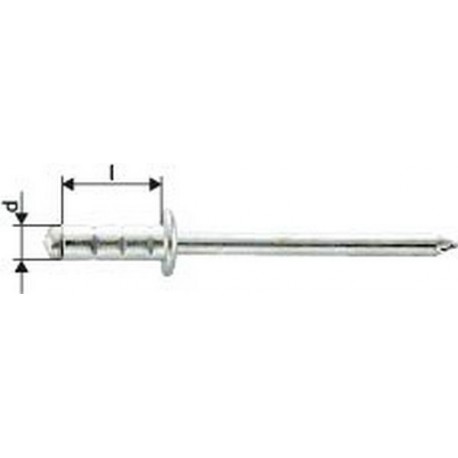 Rivet aveugle multiserrage acier/acier tête semi-bombée4,8x15mm Gesipa (Par 1000)