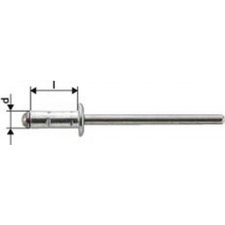 Rivet aveugle multiserrage alu/acier inoxydable têtesemi-bombée 4,8x10mm (Par 1000)