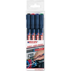 Lot de marqueurs pour câbles 8407 noir, rouge, bleu, vert edding 1 PCS