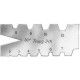 Calibre d'affûtage pour outil à fileter trapézoïdal, conforme à la norme DIN 103, Pas : 2-12 mm, Angle de flanc 30 °, Entaille 30 °