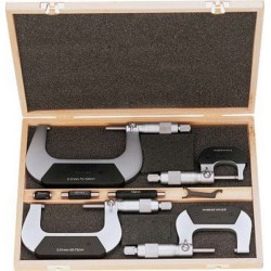 Jeu de micromètres, Plage de mesure : 0-100 mm, Contenu 0-25 25-50 50-75 75-100 mm