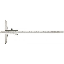 Jauge de profondeur avec règle droite, Plage de mesure : 300 mm, Modèle à vis de blocage, Long. de l'embase 150 mm