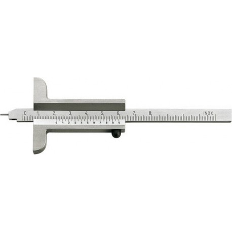 Jauge de profondeur avec tige de mesure, Plage de mesure : 80 mm, Modèle sans vis de blocage, Long. de l'embase 50 mm
