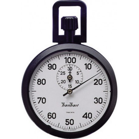 Chronomètre de précision à couronne, Graduation : 1/100 min, Durée d'affichage 30 min, Poids 75 g