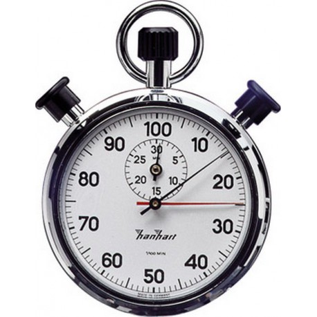Double chronomètre de précision, Graduation : 1/100 min, Durée d'affichage 30 min, Poids 130 g
