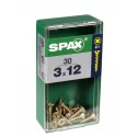 Lot de 30 vis acier tęte fraisée pozidriv SPAX, Diam.3 mm x L.12 mm