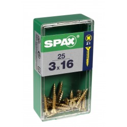 Lot de 25 vis acier tête fraisée pozidriv SPAX, Diam.3 mm x L.16 mm