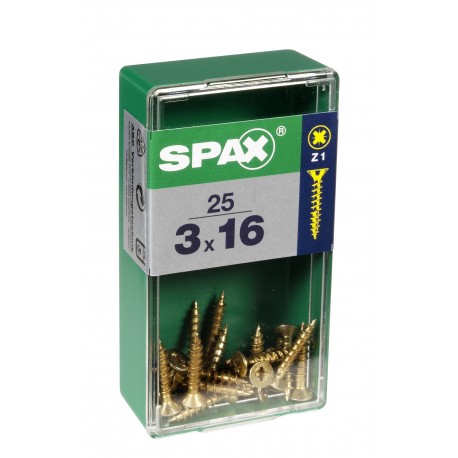 Lot de 25 vis acier tête fraisée pozidriv SPAX, Diam.3 mm x L.16 mm