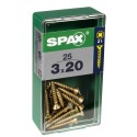 Lot de 25 vis acier tęte fraisée pozidriv SPAX, Diam.3 mm x L.20 mm
