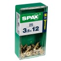 Lot de 25 vis acier tęte fraisée pozidriv SPAX, Diam.3.5 mm x L.12 mm