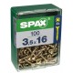Lot de 20 vis acier tête fraisée pozidriv SPAX TF pz 3,5x16 YELLOX