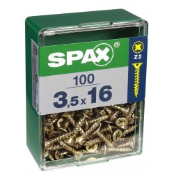 Lot de 20 vis acier tête fraisée pozidriv SPAX TF pz 3,5x16 YELLOX