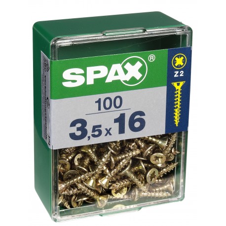 Lot de 20 vis acier tête fraisée pozidriv SPAX TF pz 3,5x16 YELLOX