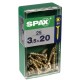 Lot de 25 vis acier tęte fraisée pozidriv SPAX, Diam.3.5 mm x L.20 mm