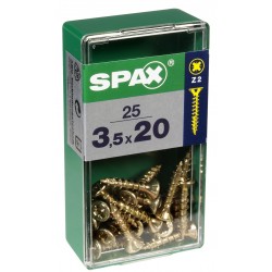 Lot de 25 vis acier tête fraisée pozidriv SPAX, Diam.3.5 mm x L.20 mm