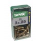 Lot de 25 vis acier tête fraisée pozidriv SPAX, Diam.3.5 mm x L.25 mm