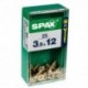 Lot de 25 vis acier tęte fraisée pozidriv SPAX, Diam.3.5 mm x L.12 mm