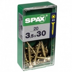 Lot de 20 vis acier tęte fraisée pozidriv SPAX, Diam.3.5 mm x L.30 mm