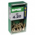 Lot de 20 vis acier tęte fraisée pozidriv SPAX, Diam.4 mm x L.20 mm
