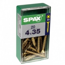 Lot de 20 vis acier tęte fraisée pozidriv SPAX, Diam.4 mm x L.35 mm