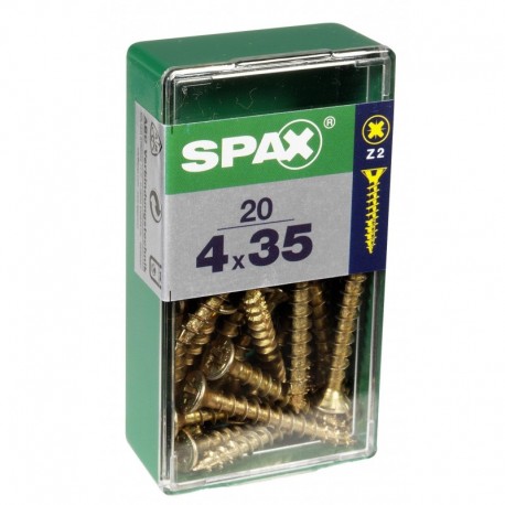 Lot de 20 vis acier tęte fraisée pozidriv SPAX, Diam.4 mm x L.35 mm