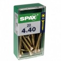 Lot de 20 vis acier tęte fraisée pozidriv SPAX, Diam.4 mm x L.40 mm